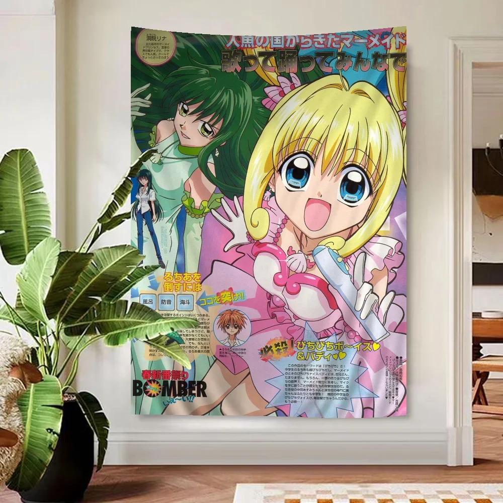 Mermaid Melody Anime Pichi Pitch Hanging Bohemian Tapestry Cheap Hippie Wall Hanging Bohemian Wall Tapestries Mandala Wall