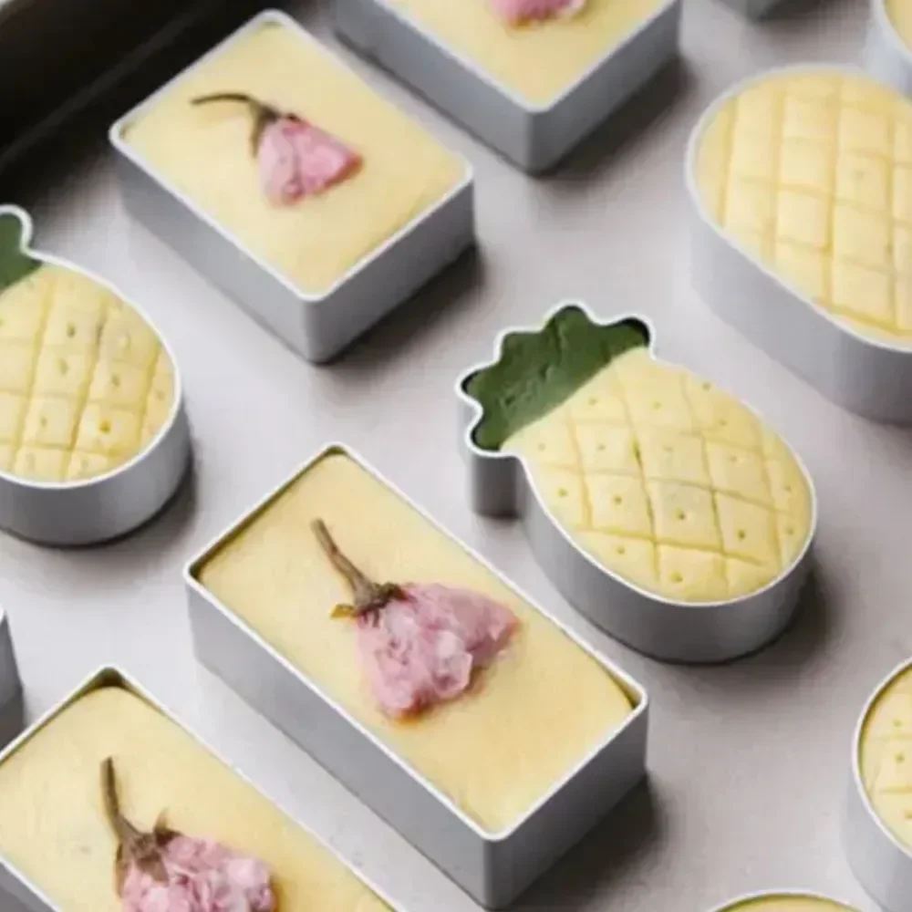 10PCS Pineapple Crisp Mold Rectangle Cheese Cake Molds DIY Mini Cheesecake Cookie Pastries Baking Mould for Kitchen Baking Tools
