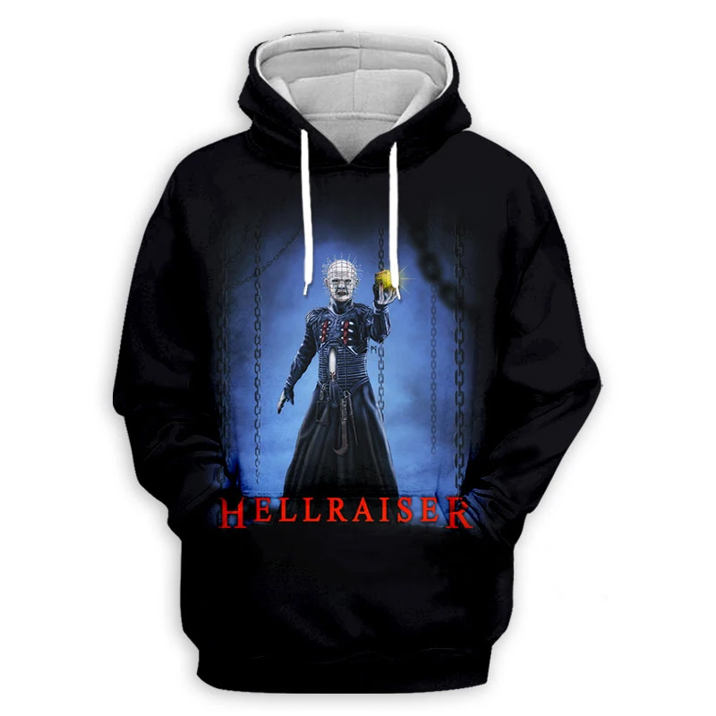 Hellraiser-Sweats à capuche College 3D de film d'horreur pour hommes et femmes, sweat à capuche PVD, pulls de survêtement, vêtements de mode, automne