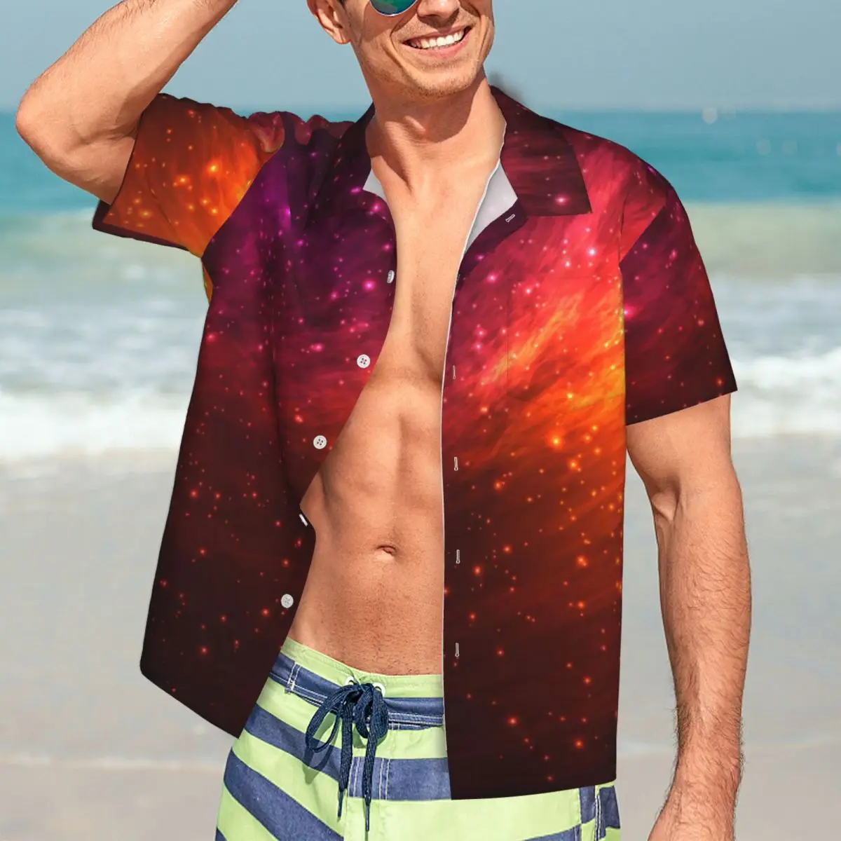 Cosmic Space Galaxy Light Shining Stars Casual Shirt Vintage Summer Shirts Man Short Sleeve Vacation Pattern Oversized Blouses