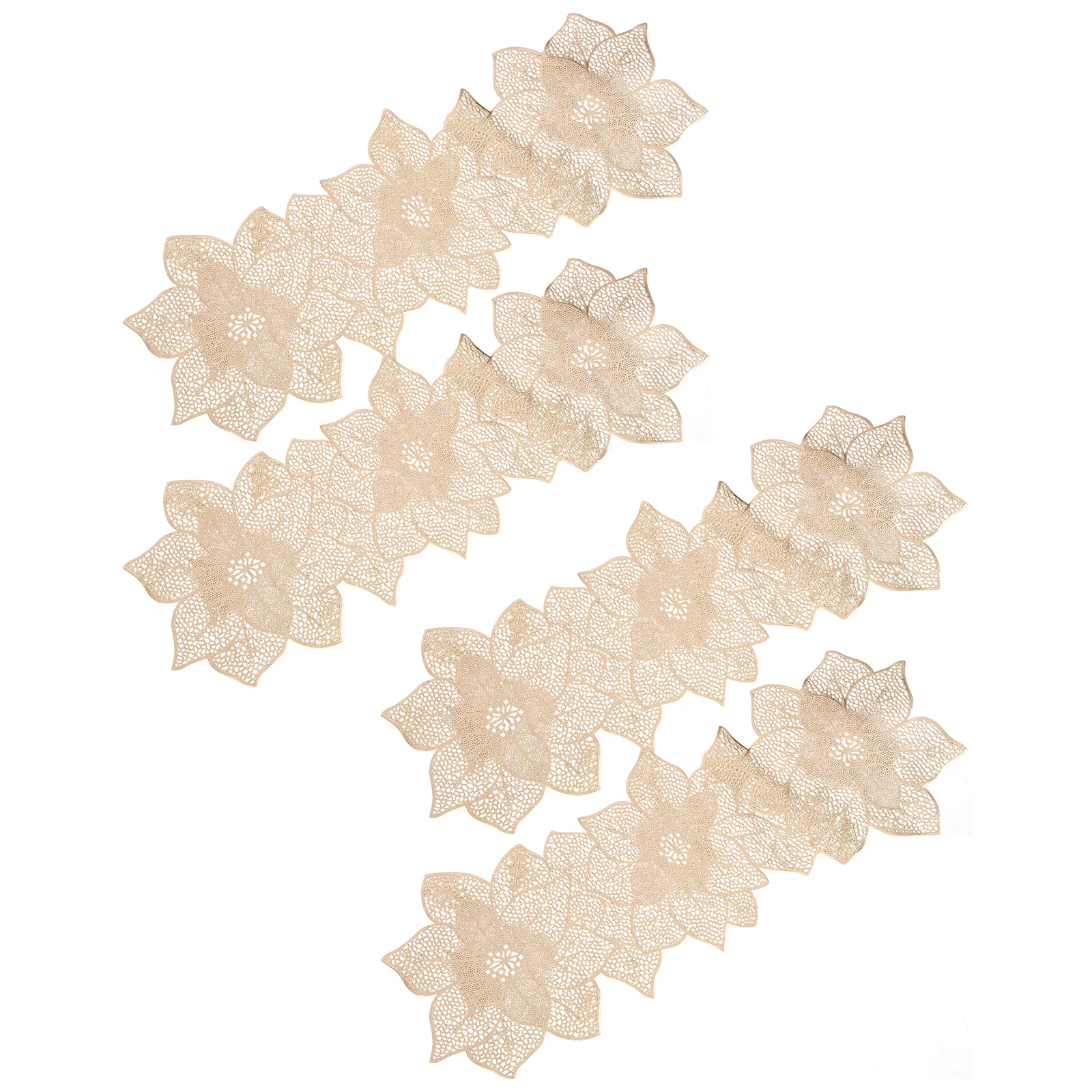 

4Pcs Hollow Flower Shape Heat-Resistant Placemat Anti-Skid Decorative Table Mat Dining Room Hotel Restaurant