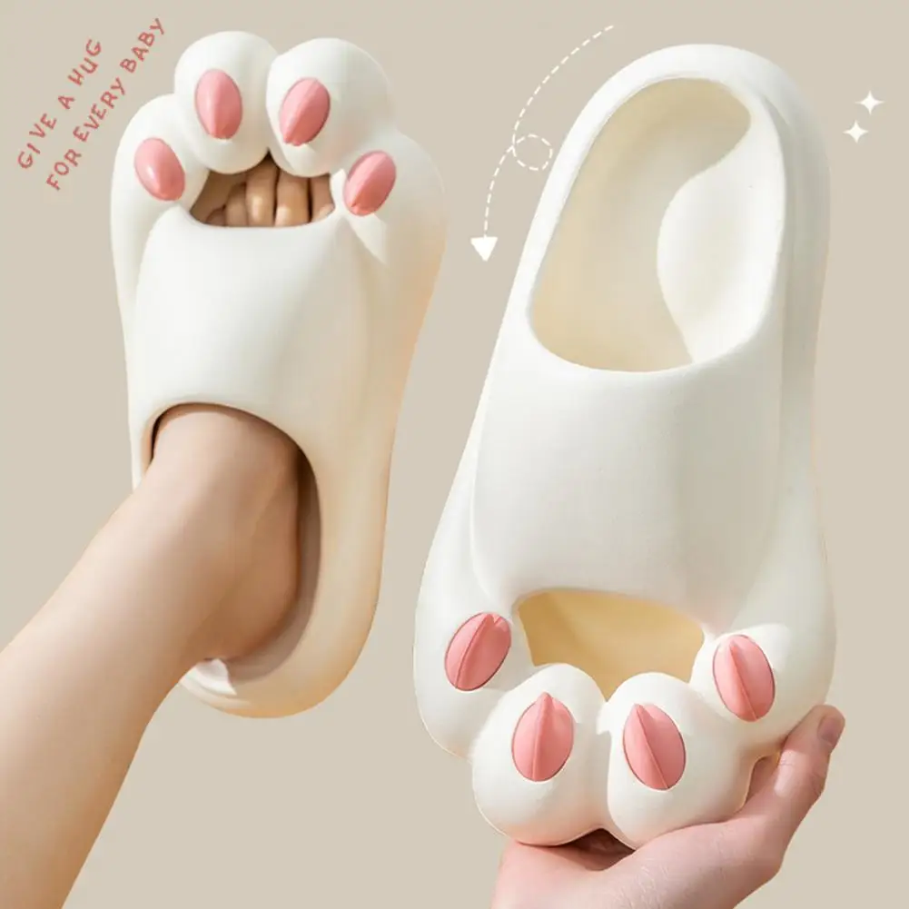 

1 Pair Cloud Slippers Cute Cat Claw Shape EVA Thick Sole Shower Slippers Non-slip Platform Casual Women Summer Indoor Slides