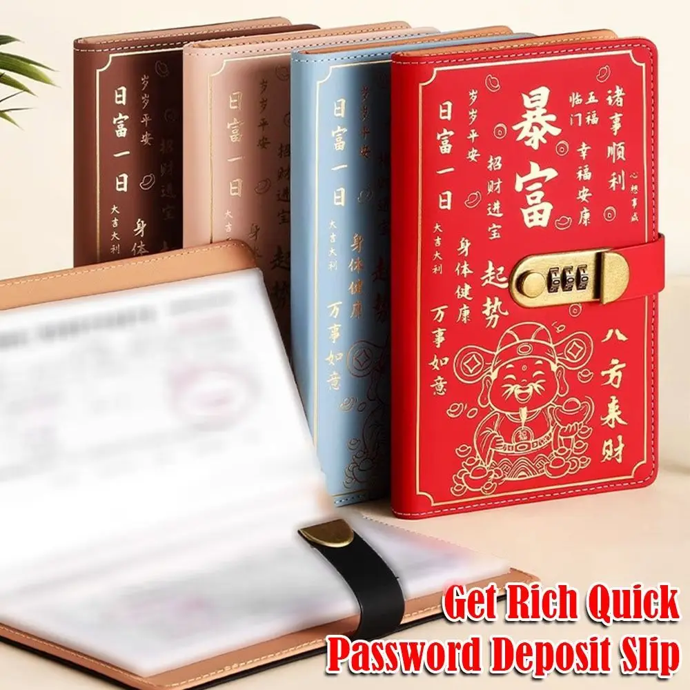 Get Rich Overnight 100 Envelopes Money Saving Challenge with Password Lock Waterproof Money Collection Book PU Save Money