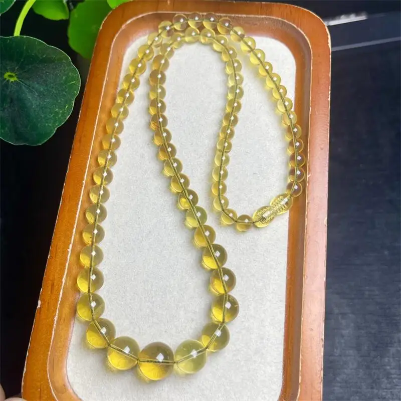 6-12MM Natural Yellow Opal Necklace Crystal Yoga Reiki Healing Fengshui Stone Jewelry Holiday Gift 1PCS