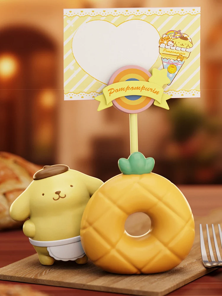 Sanrio'S-Serie de postres de dibujos animados, notas adhesivas, adornos de escritorio, Kuromi, canela, perro, pudín, perro, melodía, caja ciega de Hello Kitty