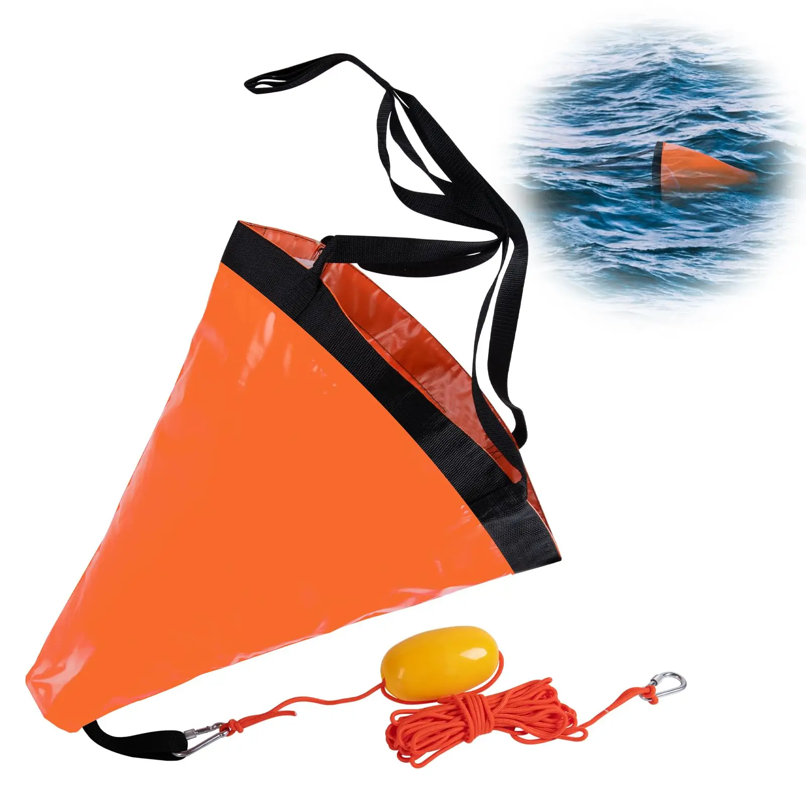 Goture 19”/24”/42”/53 Inch Drift Sock Sea Anchor Drogue with 30ft Kayak Tow Rope Line Buoy Ball for Fishing Boat Trolling Sock