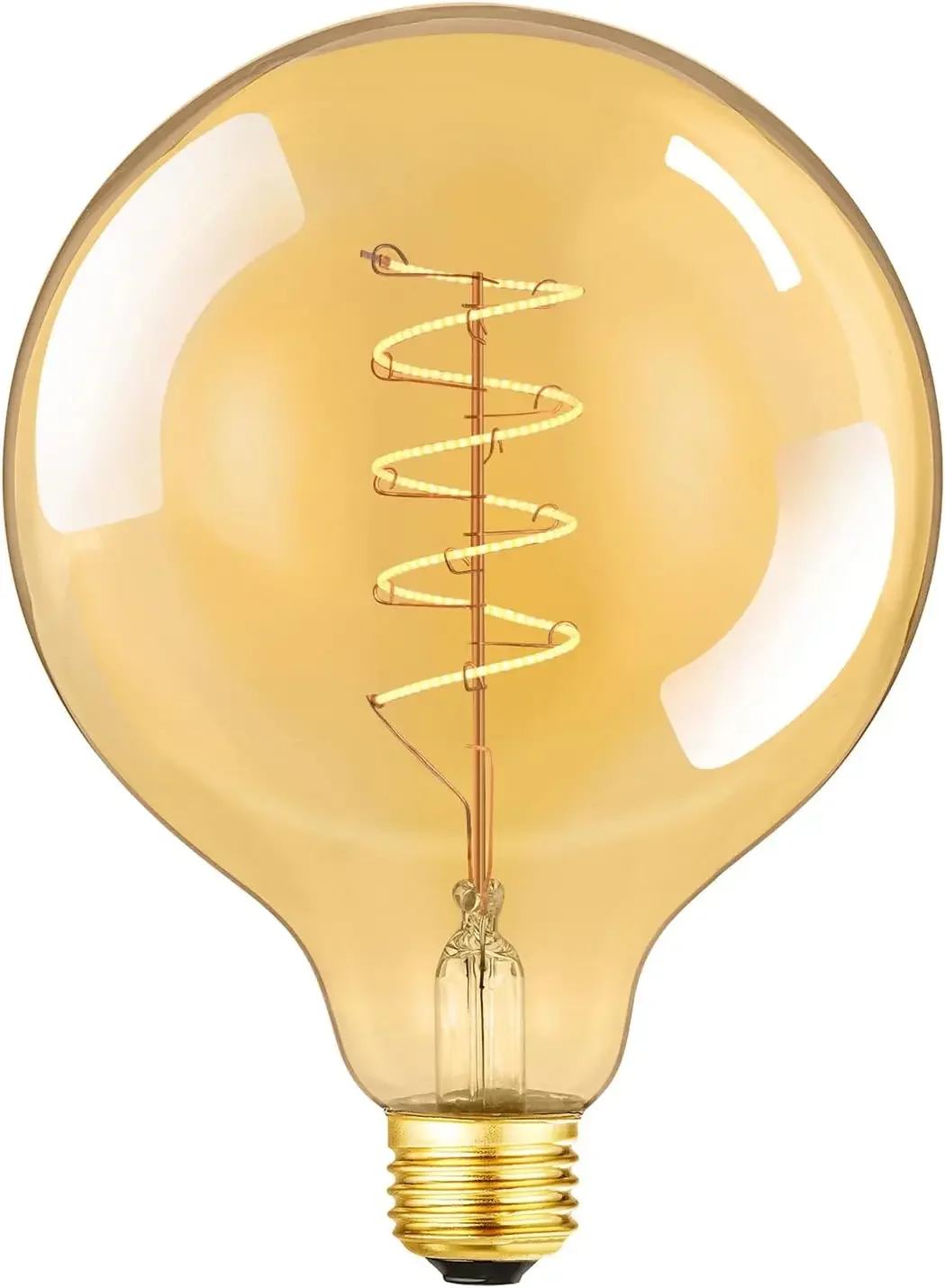 

Vintage Spiral Filament LED Bulb G125, 6W Dimmable, CRI95, 500LM, Warm White 2200K, E26 Base, Amber Glass, Pack of 1