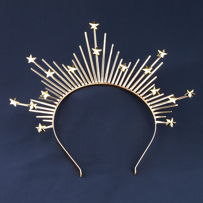 Star Shape Crown Headband Queen\'s Goddess Halo Halloween Costume Headwear Party Cosplay Headgear Jewelry Accessories
