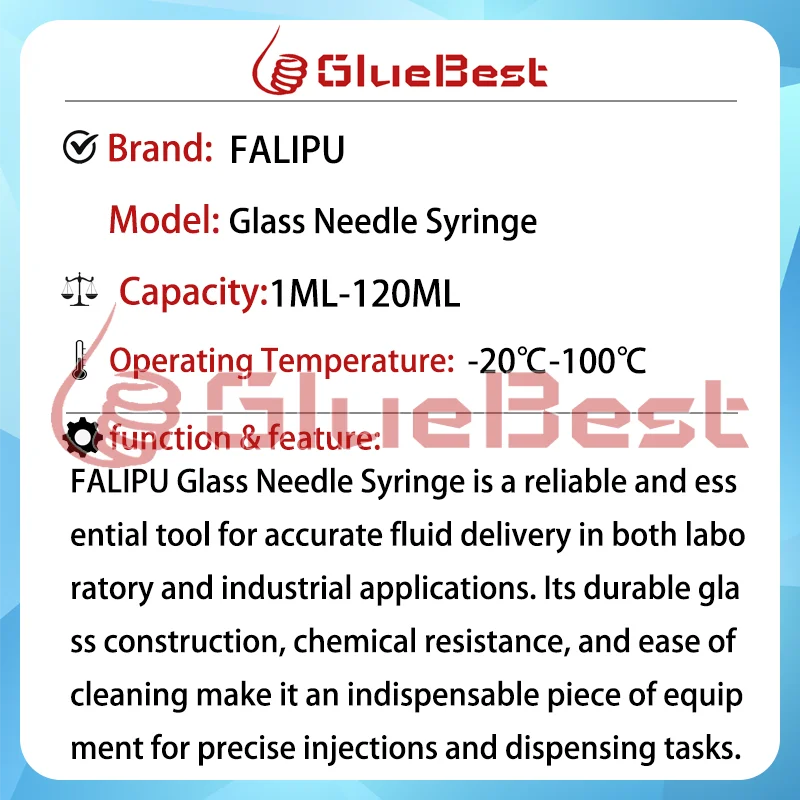 FALIPU Glass Needle Syringe for Laboratory and Industrial Injection Applications Original Product