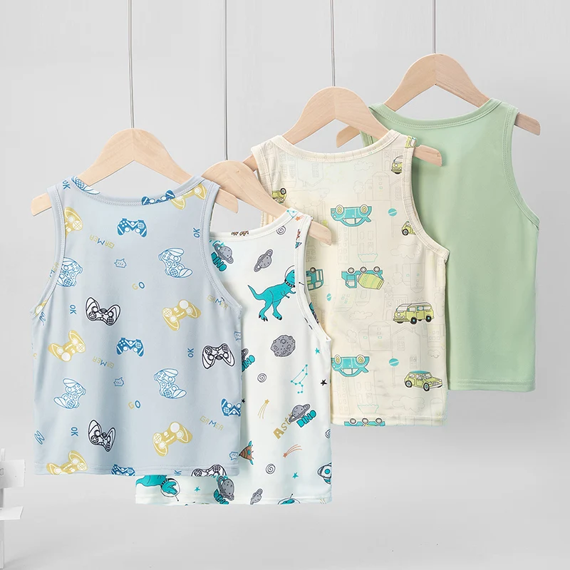 4-Pcs Children's Four Seasons Multi-color Mix And Match Vest Boy Leisure Sports Shirt Running Training T Comfortable And Versati