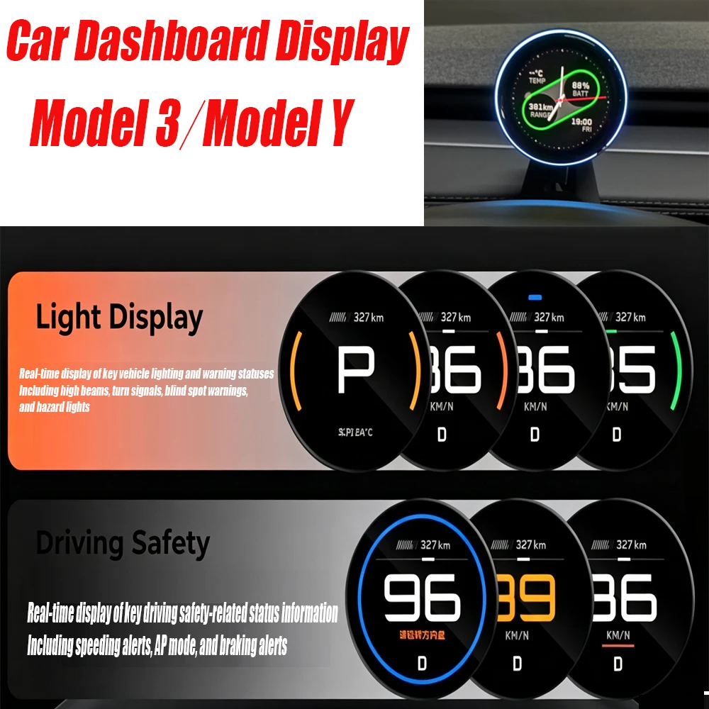 TITA Cookie Pro Car Dashboard Display Wireless Magnetic HUD Digital Gauge For Model 3 Y Highland New Model Y Real Time