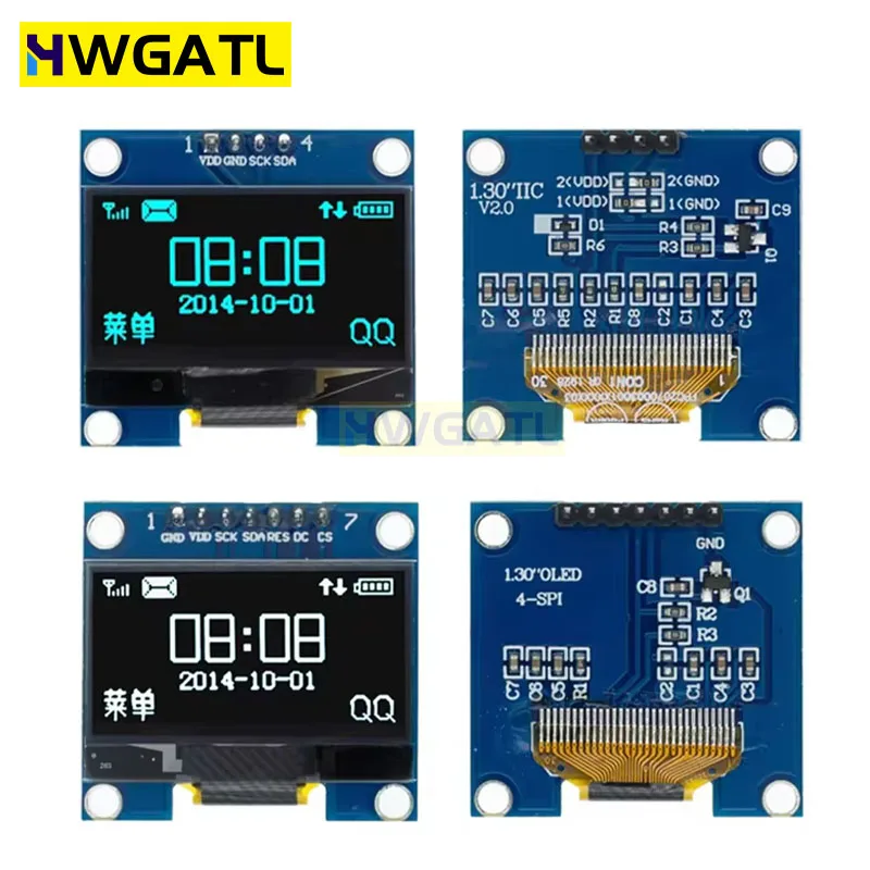 RoHS 1,3 inch OLED-module wit/blauw SPI/IIC I2C Communiceren kleur 128X64 1,3 inch OLED LCD LED-displaymodule 1,3" OLED-module