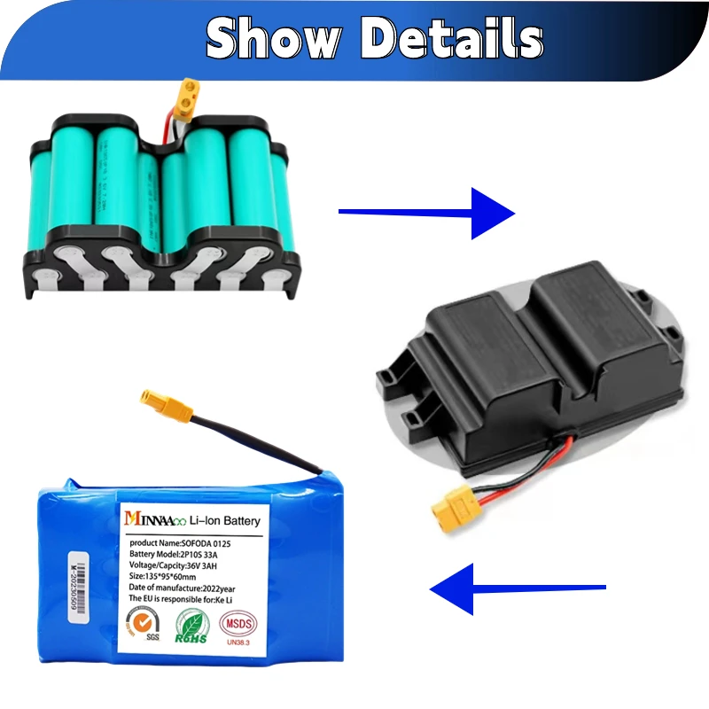 10S2P 36V Replacement Li-ion Battery for Electric Self Balancing Scooter HoverBoard Unicycle with Capacity 4.4Ah/7Ah/12Ah