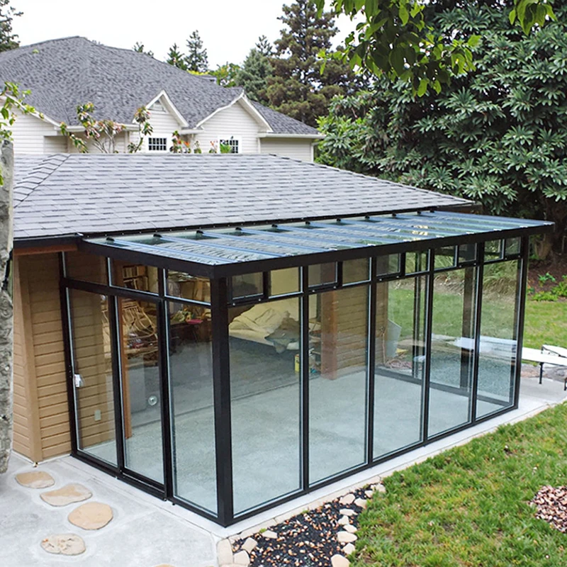 Large Free Standing Laminated Tempered Glass Aluminum Gable Sunroom Winter Garden House Outdoor Detachable Patio Enclosure