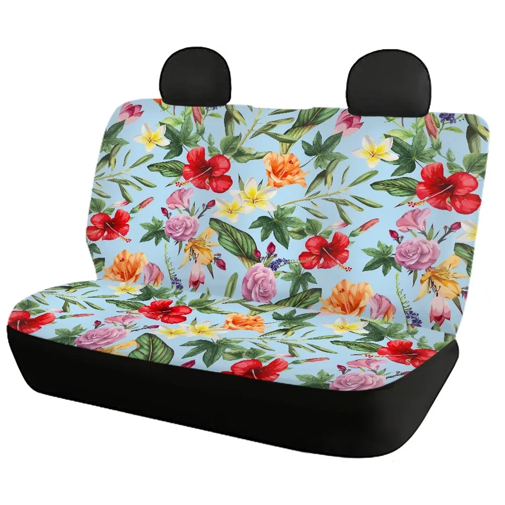 Hawaiian Tropical Hibiscus Design Fashion Set of 4 Front and Rear car Seat Covers Universal Fit Auto Seat Protector