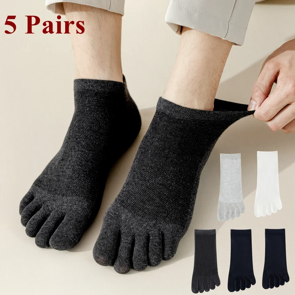 5 Pairs Men Socks Socks with Separate Fingers Summer Thin Mesh Toe Socks Low Cut Ankle Five Finger Socks High Quality Cotton