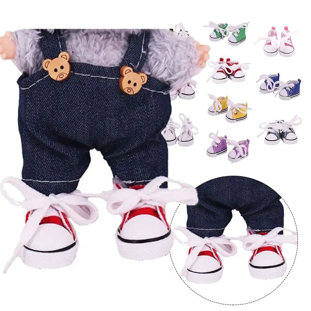 New 4.5Cm Length Doll Shoes Lace Up For 17cm For Doll Accessories Solid Color Kpop Dolls High Top Sneakers Doll Toys