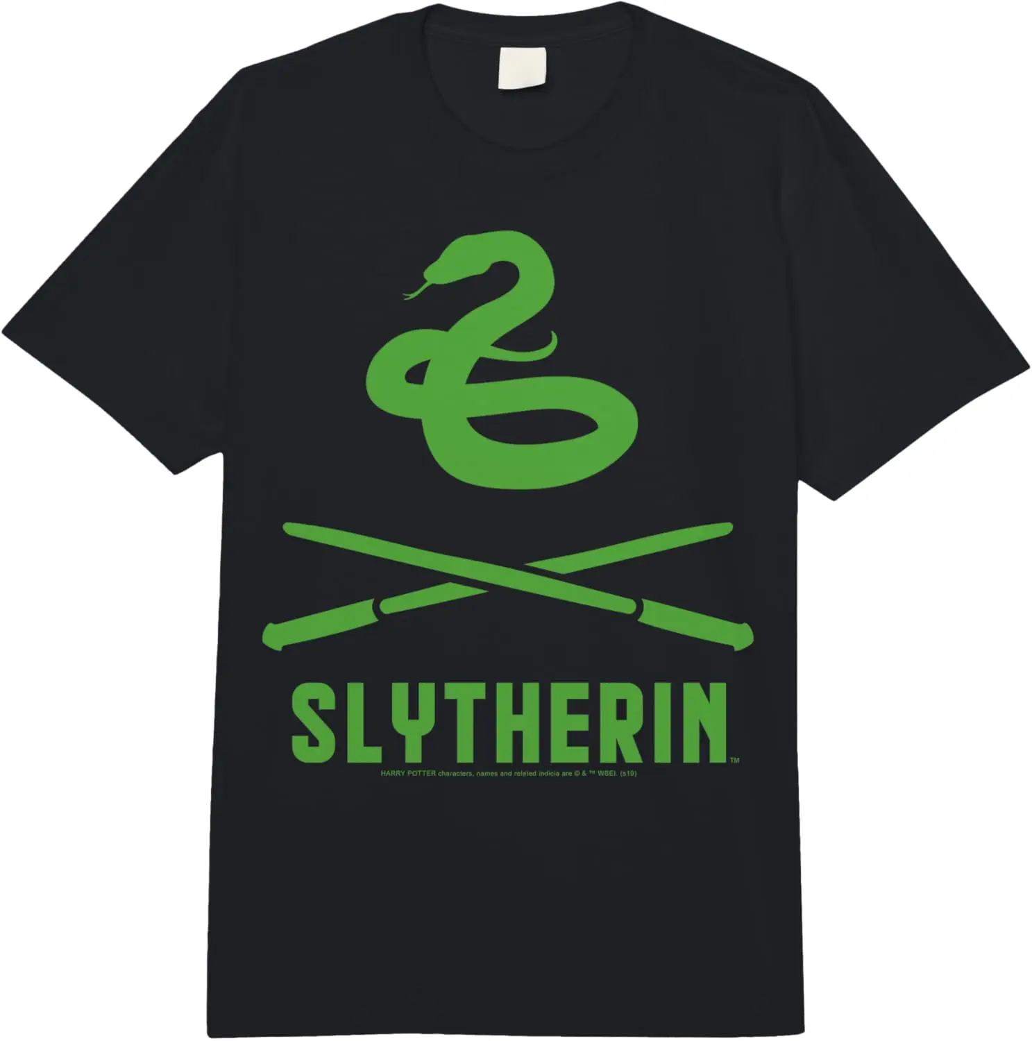 Camiseta pesada para adultos con logotipo de varitas cruzadas de Slytherin de Harry Potter de MINISO, colores cómodos