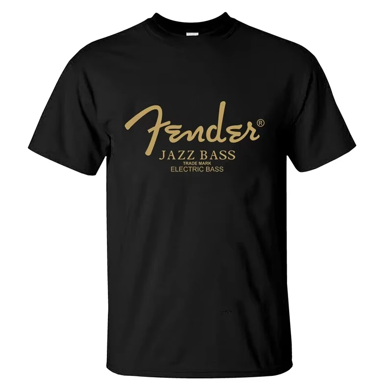 Camiseta Casual Cómoda para Hombre 2026, Estilo Fender Jazz Bass, de Algodón, Manga Corta, Estampada, Corte Recto, Moda de Verano