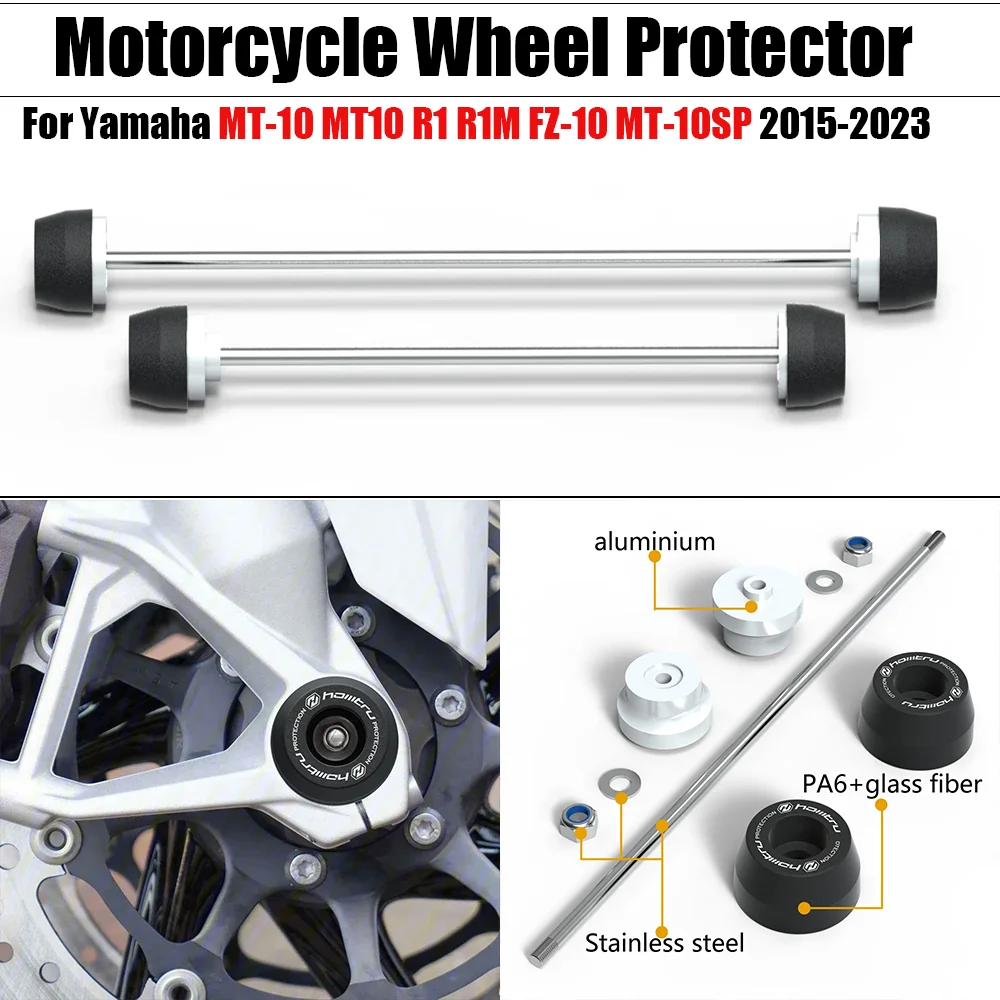 

Motorcycle Wheel Protector Rear Front Axle Fork Crash Slider For Yamaha MT-10 MT10 R1 R1M FZ-10 MT-10SP 2015-2023