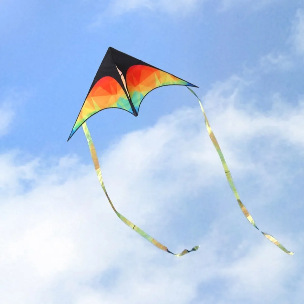 Pipa delta grande de cauda dupla, cauda longa, fácil de voar, kite infantil com linha de 50 metros, boa voadora, pipa de prairie para crianças e adultos