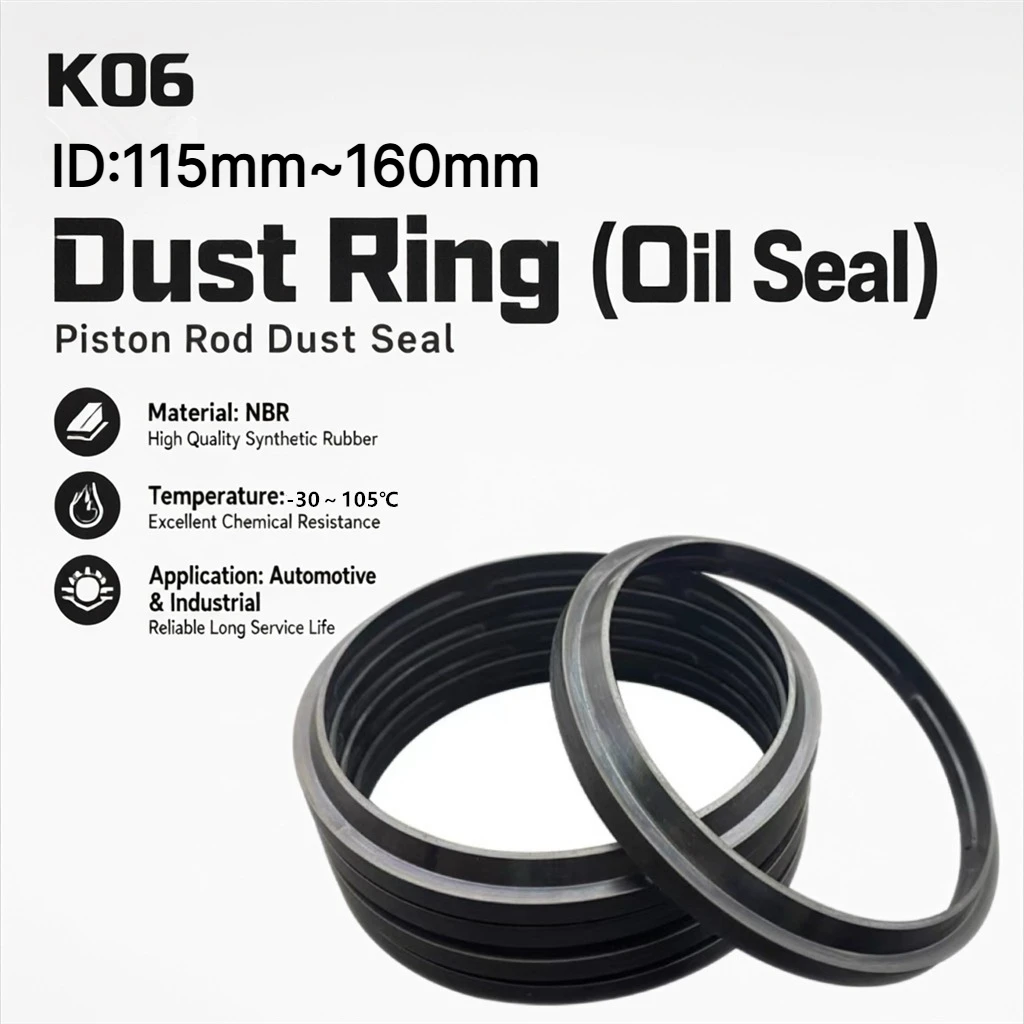 K06 Dust Ring (oil Seal) ID:115mm~160mm NBR Dustproof Seal for Piston Rod Hydraulic Cylinders for Excavators and Forklifts