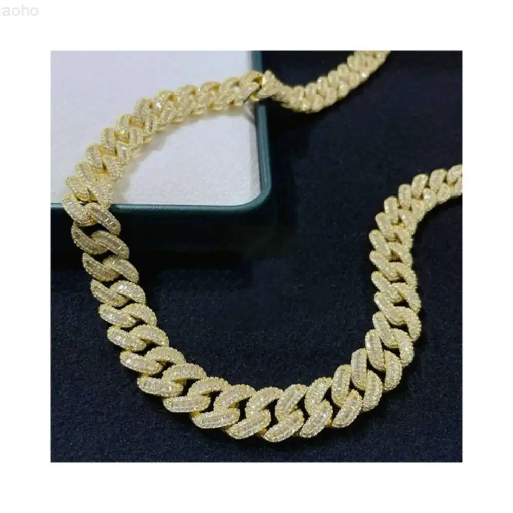 

Arrival Handmade 270grams Heavy Solid 925 Sterling Silver 14k Gold Plated Curb Chain for Men and Women Hiphop Chain