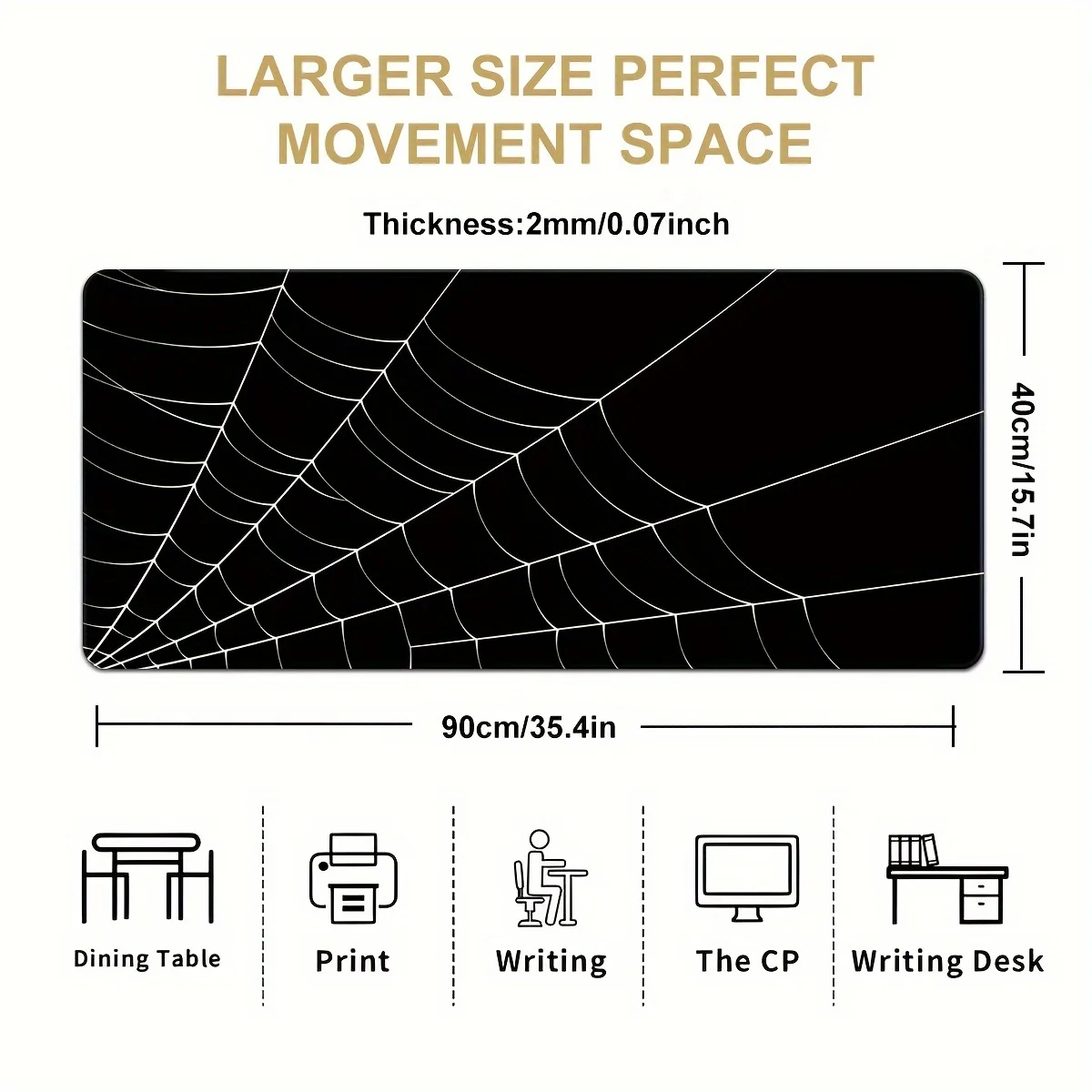 Spider Web Mouse Pad Large black mousepad Office computer desktop pad non-slip keyboard pad lock edge non-slip Work home Company