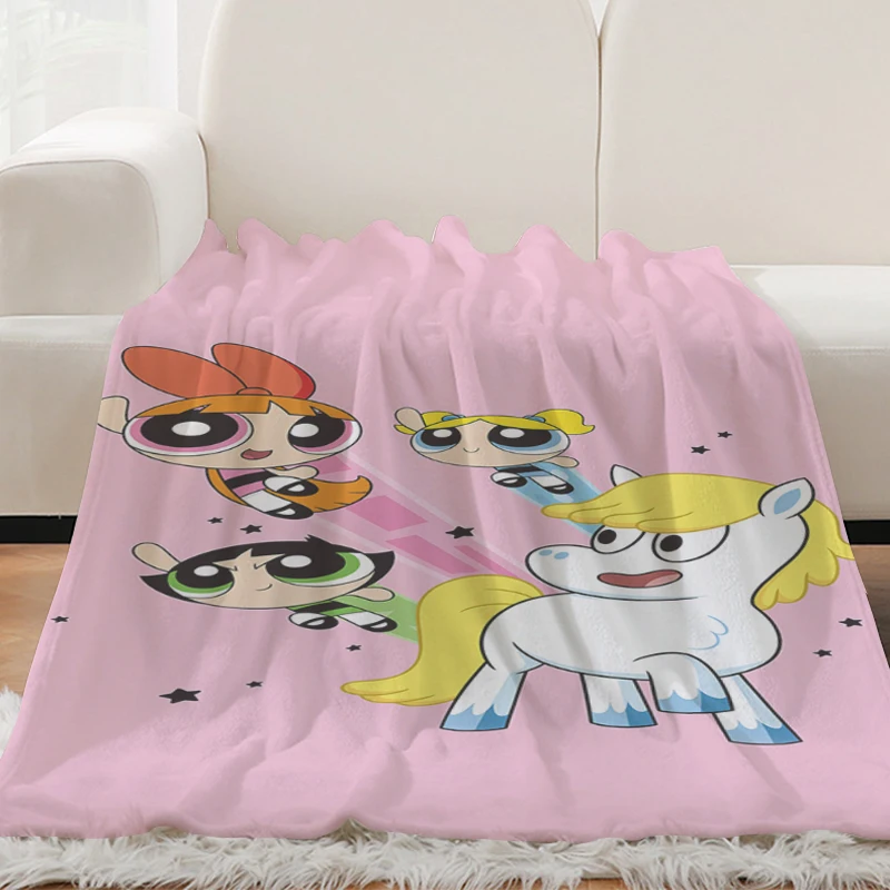 Sofa Blankets for Winter The H-Powerpuffs Girls Custom Warm Bed Fleece Camping Fluffy Soft Blankets King Size Microfiber Bedding