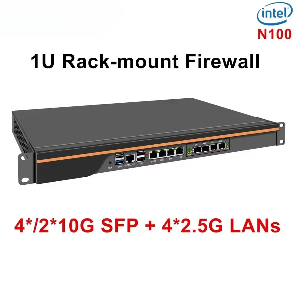 

Topton 1U 4*/2*10G SFP+ 4*i226-V 2.5G LANs Rack-mount Firewall Домашний сервер Мини-ПК Intel Alder Lake N100 Network Security Host