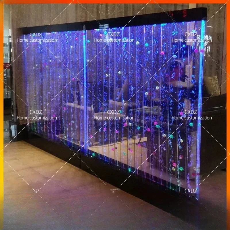 Large Acrylic Water Curtain Wall Partition Flowing Bubble Display for Living Room Porch Fish Tank Aquarium Custom Home Decor