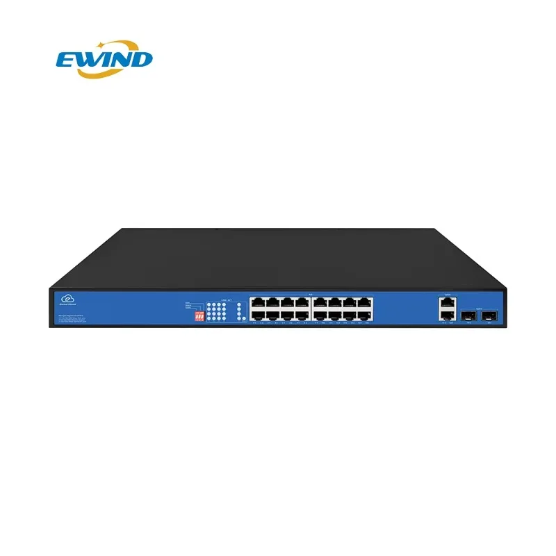 20 Ports OEM/OEM Cloud Managed Gigabit PoE Switch with 2 Uplink,802.3af/at PoE+ 120W Built-in Power, Extend to 300Meter