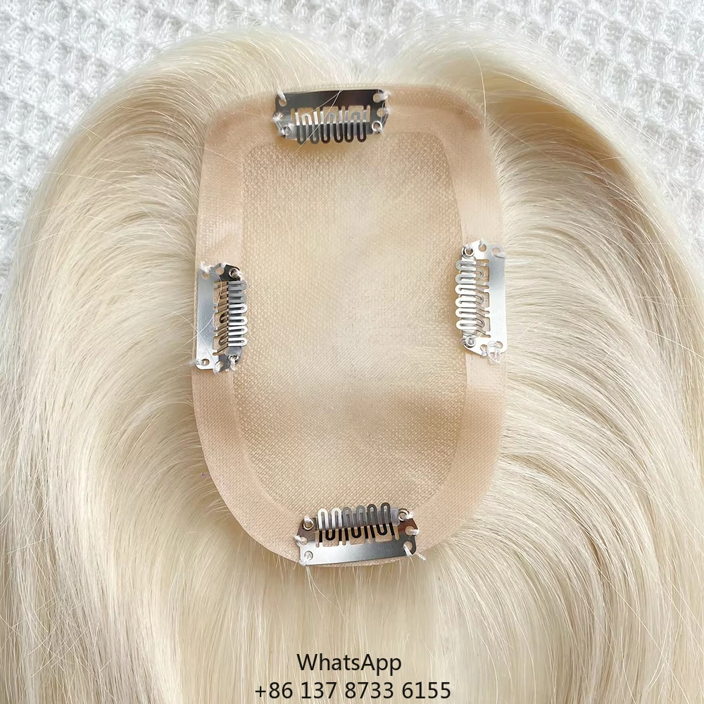 2024 Salon Quality Mono Lace Skin Base Hair Topper For Women Blonde Color 3x5 Women Human Hair Topper
