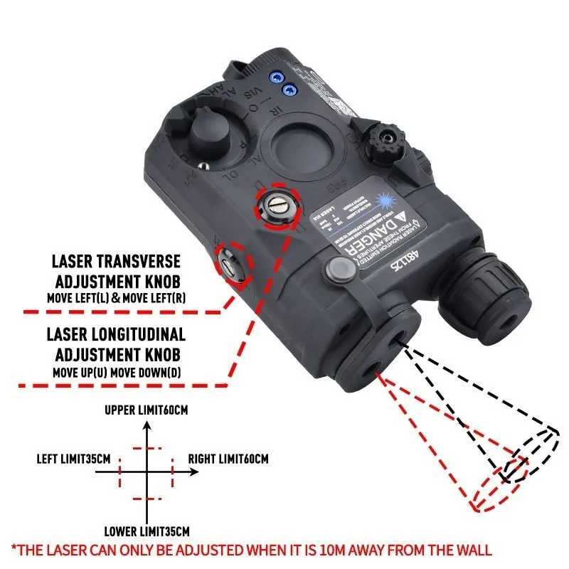 Wadsn PEQ-15 airsoft laser visier rot grün blau punkt laser weiß licht blitz waffe jagd fit 20mm führungs schiene keine ir version