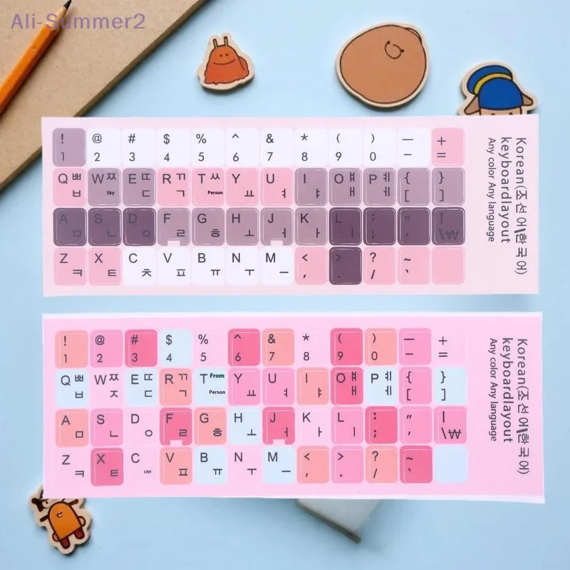 {MX} 1/3 Sheets Color Korean Japanese Keyboard Stickers Universal Computer Notebook Keyboard Decals DIY Replacement Accessories