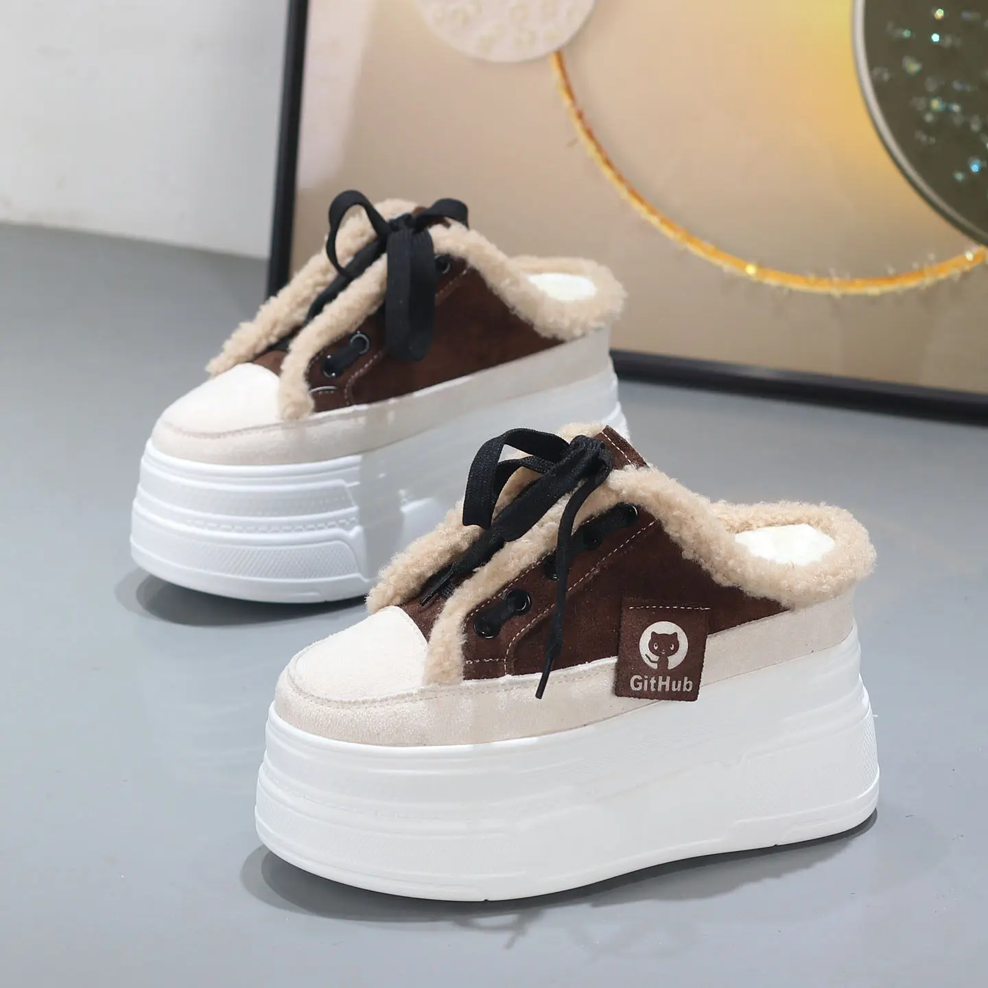 

Women's 2026 Winter Wedge Heel Boots 12cm Thick Sole Slim Fit Closed Toe Comfortable Outdoor Wear Shoes for Short Stature