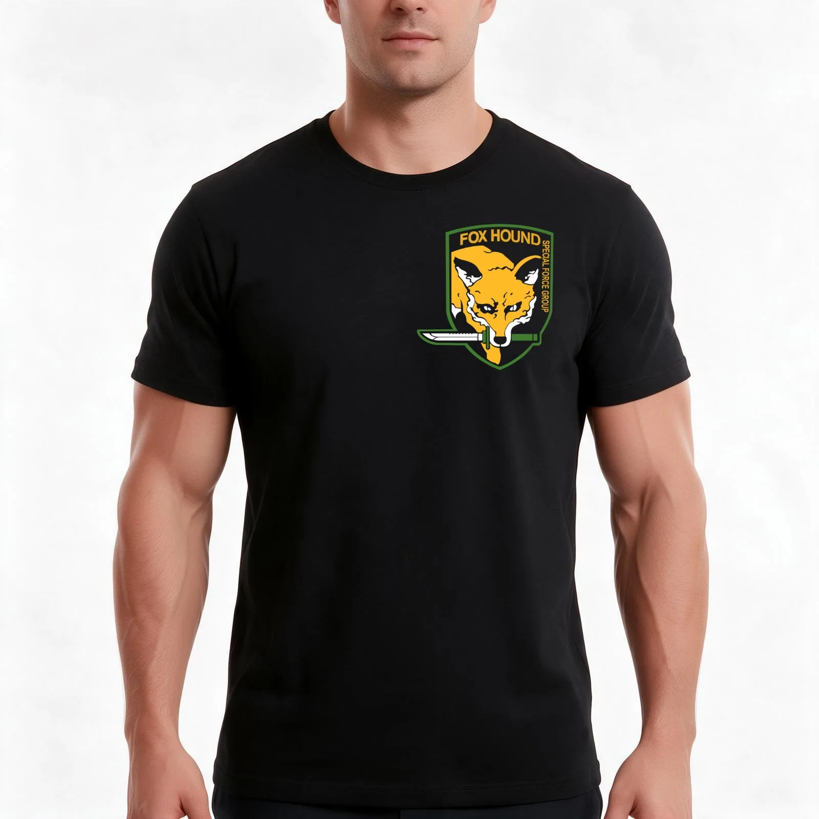 FOXHOUND 2 T-Shirt, Summer Casual Cotton Tee, Oversized Streetwear Tops, Vintage Graphic Print, Loose Fit Short Sleeve