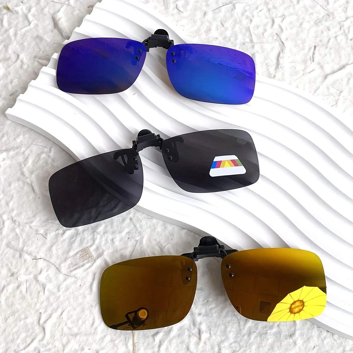 Flip Up Clip On Sunglasses for Myopia Glasses Rimless Square