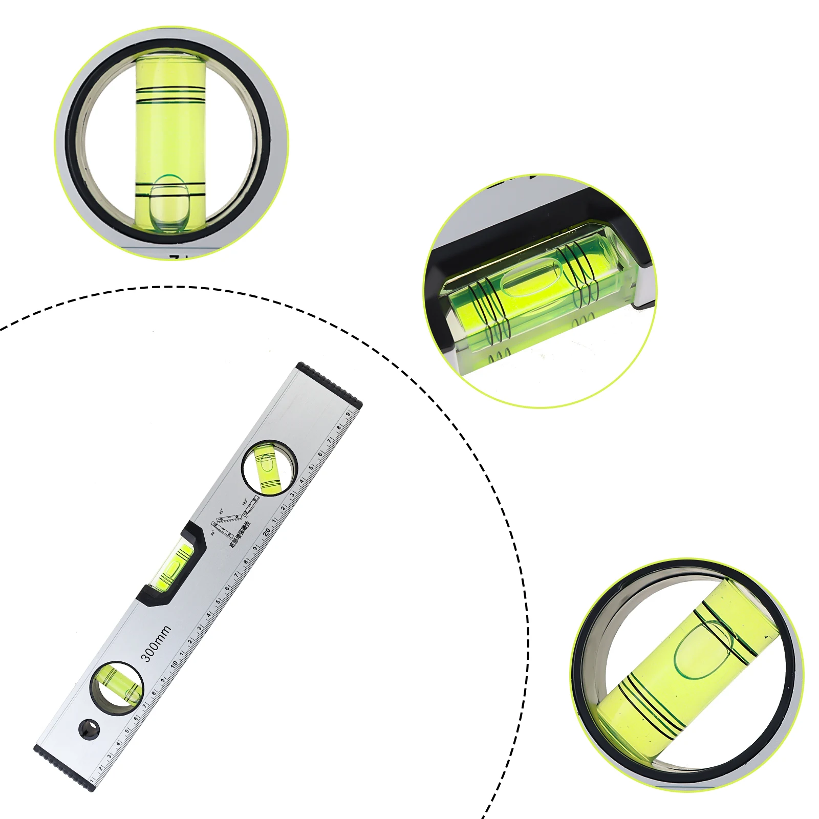 300mm Metric Scale Magnetic Angle Level Ruler for Building / Decoration Measurement with Blister Design,Shock Absorbing End Caps