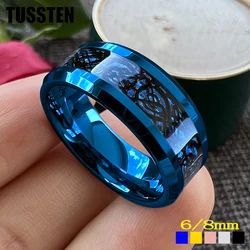 Dropshipping TUSSTEN 8MM Dragon Ring Tungsten Wedding Band For Men Women Beveled Polished Edges Classic Jewelry Comfortable Fit