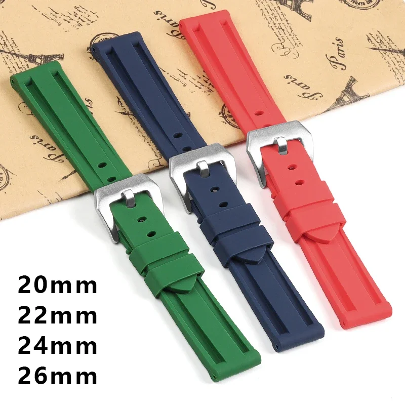 Silicone Watch Band 20mm 22mm 24mm 26mm Rubber Strap Sport Bracelet Waterproof Wristband Replacement Watchbands for Man Woman
