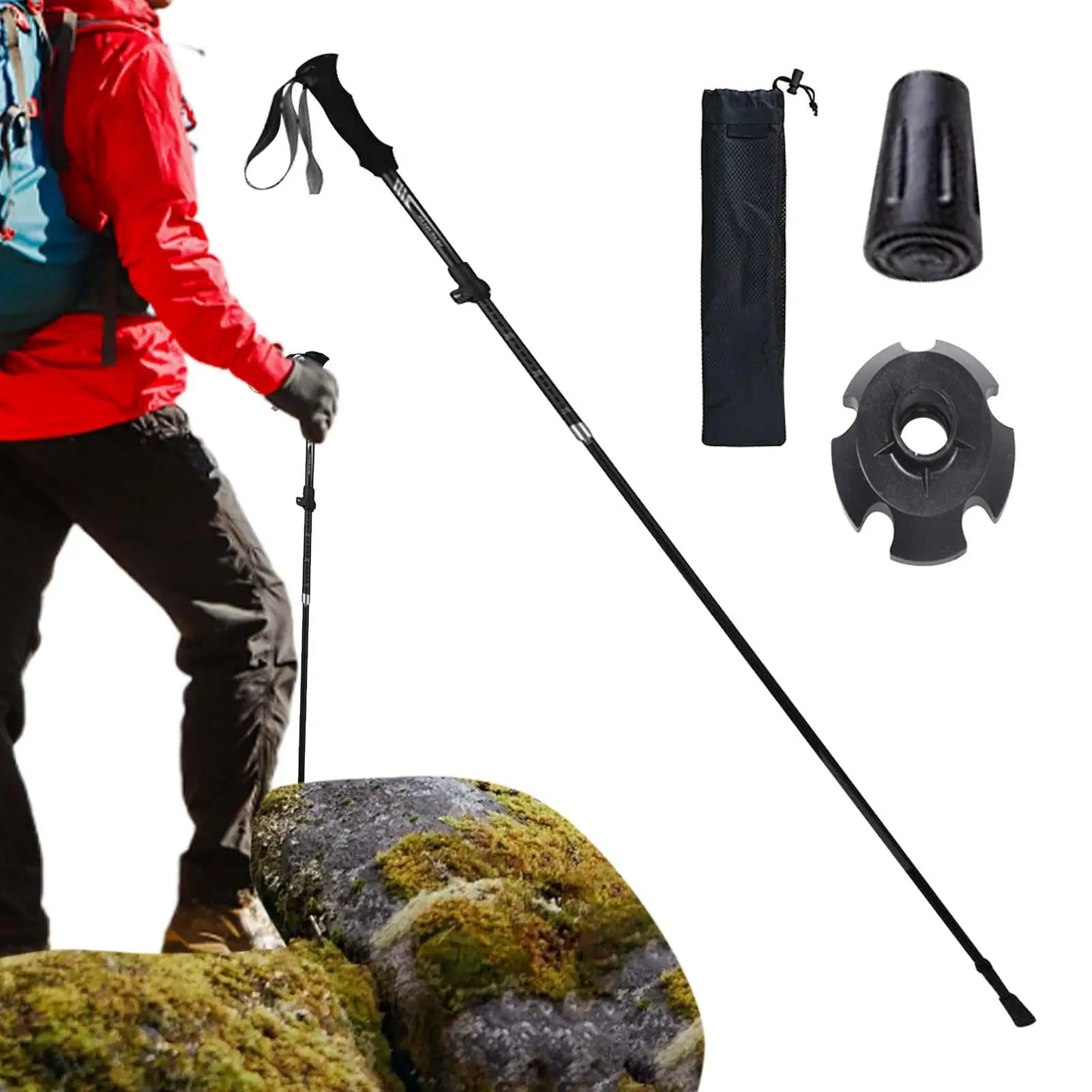 Conjunto de bastões de trekking ajustáveis, anti-choque, leve para caminhadas, caminhadas, camping e mochilão e suporte para idosos, homens e mulheres