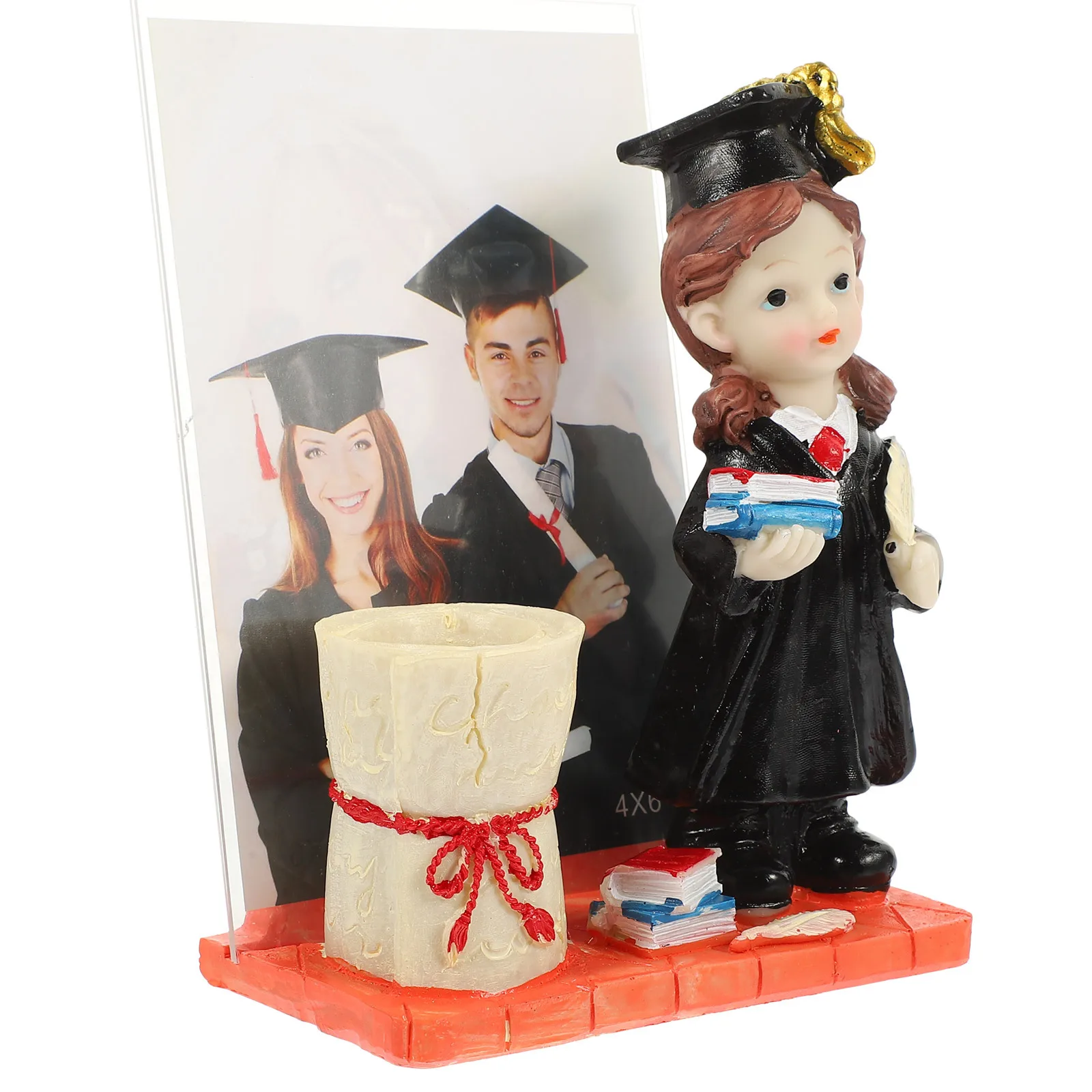 

Graduate Doctorial Student Resin Pen Holder Creative Desktop Organizer Office Pencil Cup Graduation Photo Holder