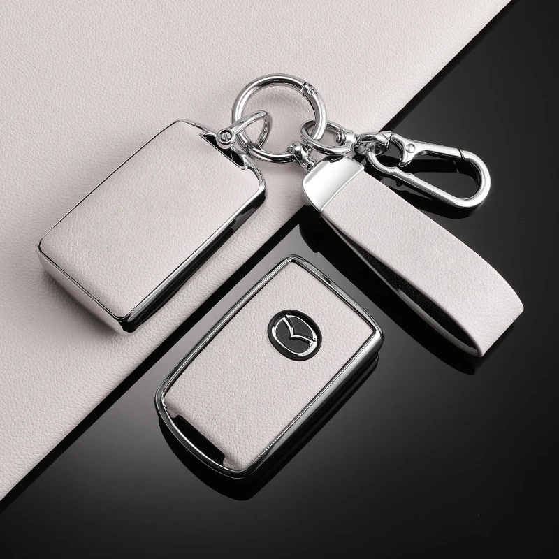 TPU Leather Car Key Case Full Cover Shell For Mazda 3 Alexa CX30 CX-30 CX-5 CX5 CX3 CX-3 CX8 CX-8 CX9 CX-9 Keyless button3