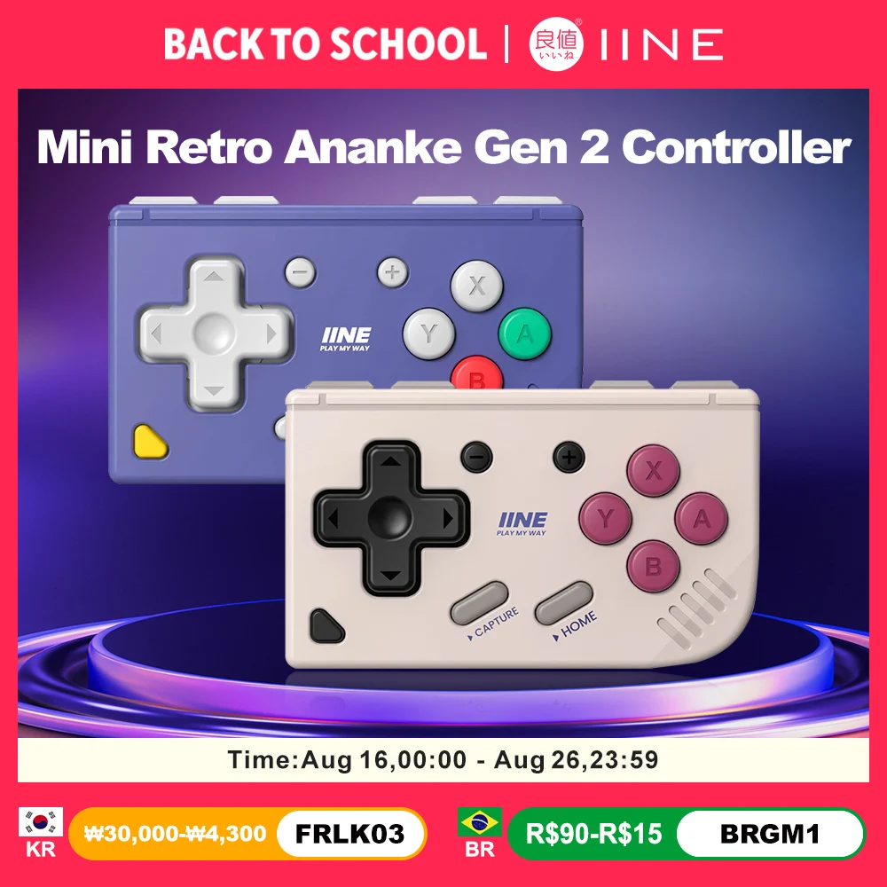 Controle Remoto Retro Mini IINE Ananke Gen 2 para Nintendo Switch 2/1, iOS, Android, PC, Tablet, Controlador Portátil, E-book, Páginas de PPT