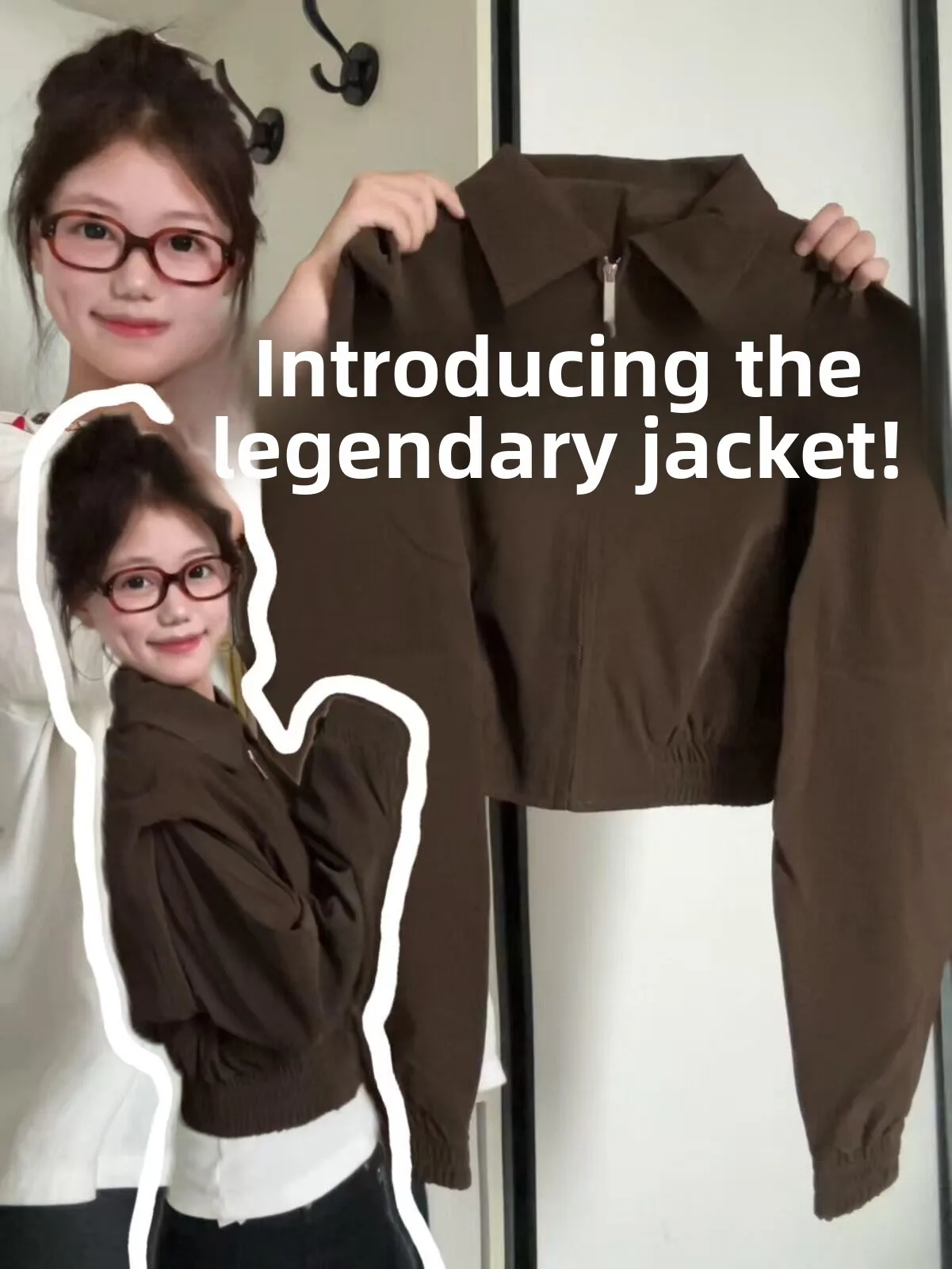 plus Size Brown Short Padded Shoulder Jacket Women's Early Spring Unique Super Beautiful Slimming Small Jacket Top