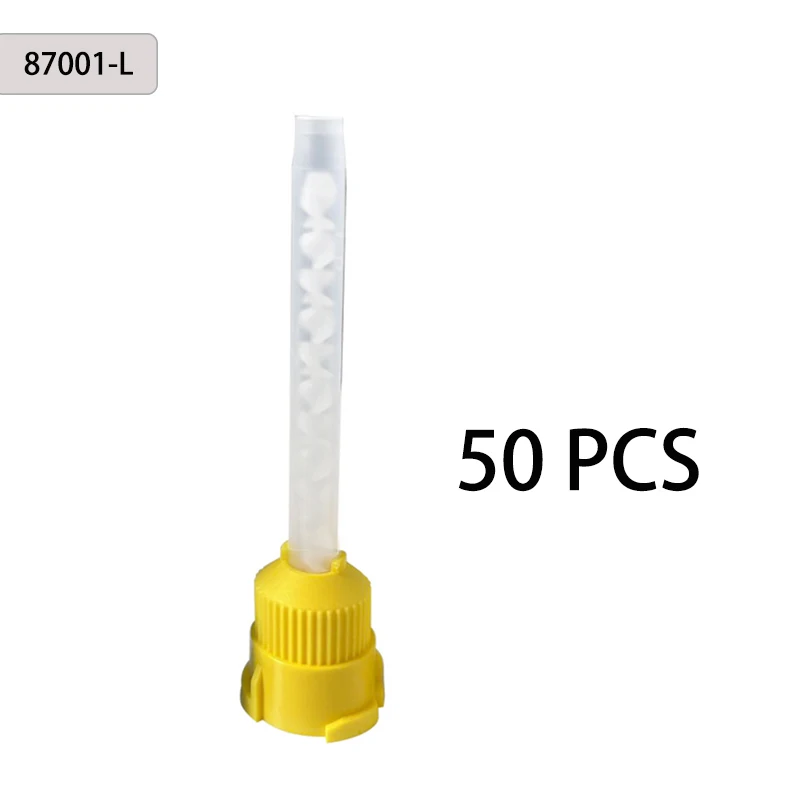 50/100 Stück Dental-Mischspitzen, Einweg-Mischköpfe für Silikonkautschuk, gelb, 1:1, Dentalmaterialien