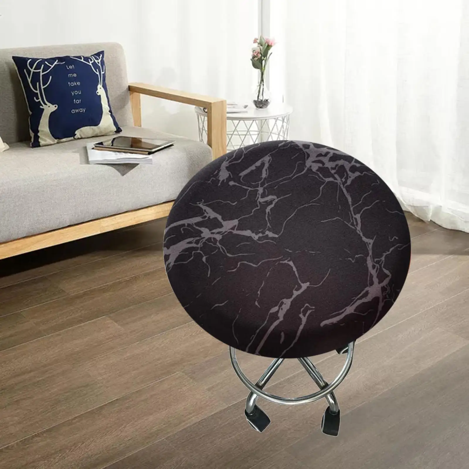 Stretch Round Bar Stool Cover Washable Cover Polyester Cushion 28-40cm