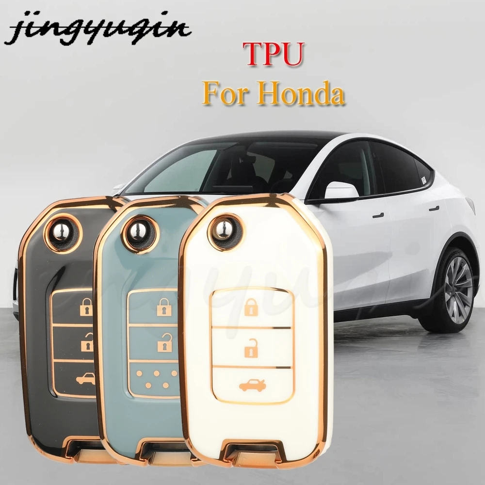 JYQ TPU Car Key Shell Case Cover For Honda Accord Civic City CRV Jazz XR-V Vezel HR-V FRV Crider Odyssey Remote Auto Accessorie