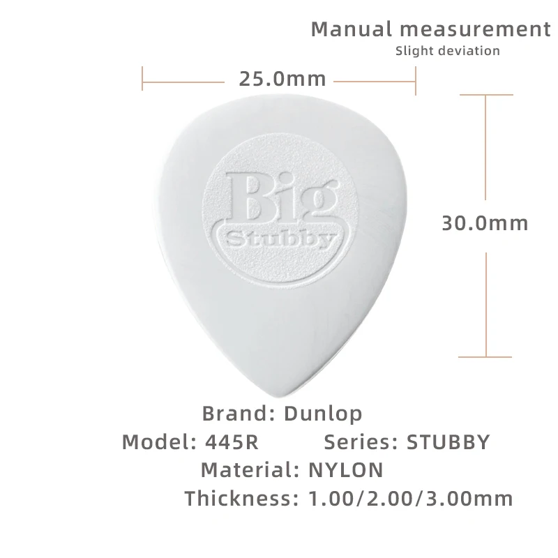 Guitar pick. Nylon stubby series non-slip pick. The pointed version is suitable for quick strumming. The thickness is 1/2/3.00mm